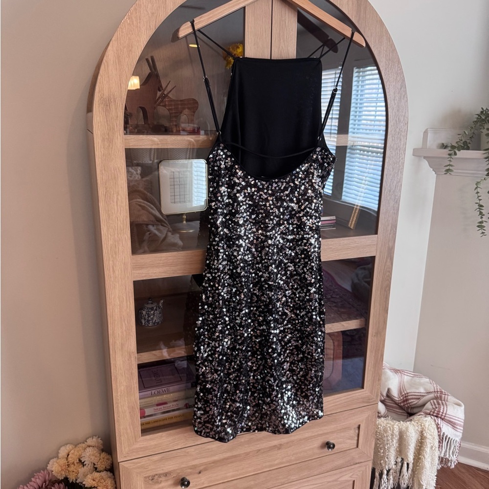 Blashe Black & Silver Halter Mini Dress BD05472 | Large Sparkly Party Cocktail - Picture 9 of 14